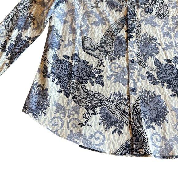 Paisley & Gray Samuel Slim Fit Button Down Shirt Long Sleeve Bird Print 18 NWOT - Picture 4 of 12
